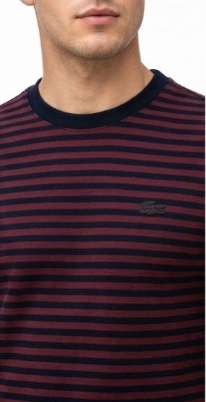 Lacoste Bisiklet Yaka Çizgili Regular Fit Bordo -Laciverti görsel 4