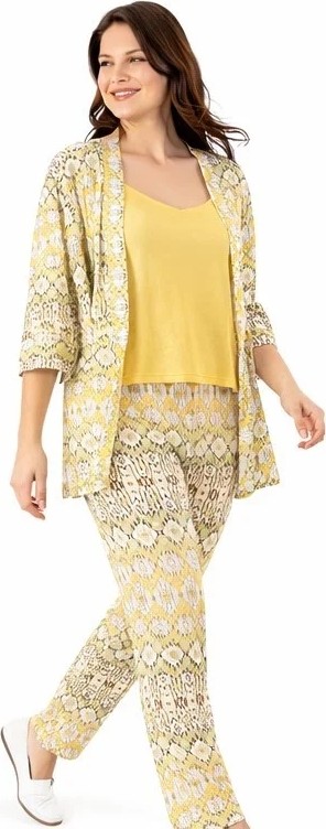 Dowry KADIN YAZLIK İP ASKILI SABAHLIKLI PİJAMA MODAL PAMUK 3LÜ SET HOMEWEAR DOWRY 15-13 görsel 7