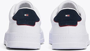 Tommy Hilfiger Erkekler İçin Tommy Hilfiger Th Court Lth Detaıl Ess Beyaz Düz Taban Ayakkabı Konforlu Kullanım görsel 4
