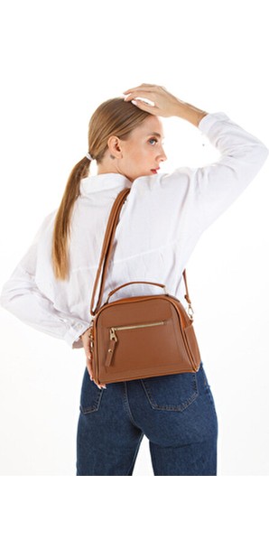 Adelina Bags Kadın Üç Bölmeli Suni Deri Çapraz Askılı El ve Omuz Çantası Modern Tasarım görsel 6
