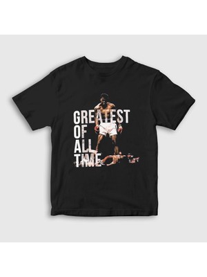 Presmono Unisex Çocuk Siyah Goat Muhammed Ali T-Shirt