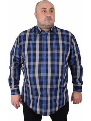 Moc Grande Mocgrande Büyük Beden Erkek Gömlek Saks Renkli Uzun Kol Günlük Stil Regular Fit 23369
