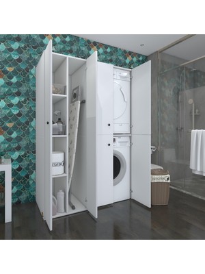 Kenzlife çamaşır-kurutma makinesi dolabı kapaklı yaromira sol byz 180*120*60 banyo arkalıksız