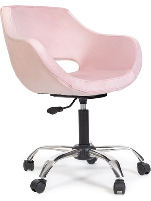 Markaelz Krom Metal Ayaklı Ofis Çocuk Odası Çalışma Sandalyesi Ayarlanılabilir Tekerlekli Poliüretan