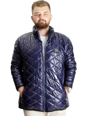 ModeXL Büyük Beden Erkek Kapitone Mont 23604 Indigo Modern Tasarım ve Konfor
