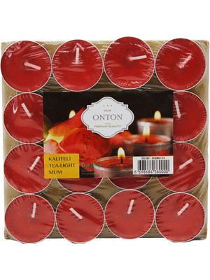 Dorasan 16 Parça Kırmızı Tea Light Yuvarlak Mum