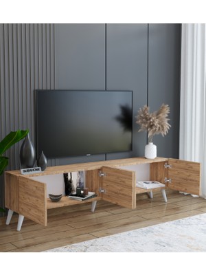 Suba Home Subahome Ahşap Görünümlü %100 Mdf 4 Kapaklı Tv Ünitesi 160 x 30 x 45 Modern ve Fonksiyonel Tasarım