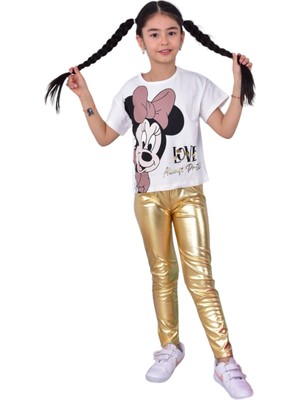 Lolli Boom Kids  Kız Çocuk Taytlı Mickey Baskı T-Shirt 2'Li Takım