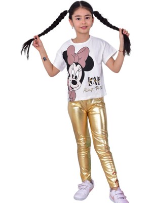 Lolli Boom Kids  Kız Çocuk Taytlı Mickey Baskı T-Shirt 2'Li Takım