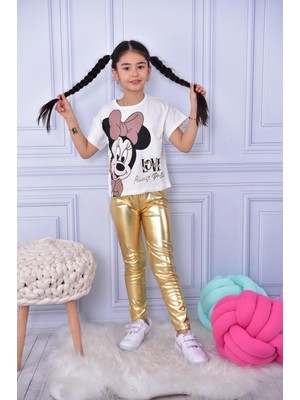 Lolli Boom Kids  Kız Çocuk Taytlı Mickey Baskı T-Shirt 2'Li Takım