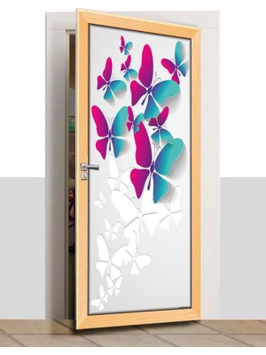 Sınıf Sepeti Kapı Giydirme - Renkli Kelebekler - K095