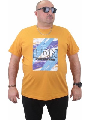 Starbattal Erkek Büyük Beden Sıfır Yaka Tişört Ldn 23183 Hardal