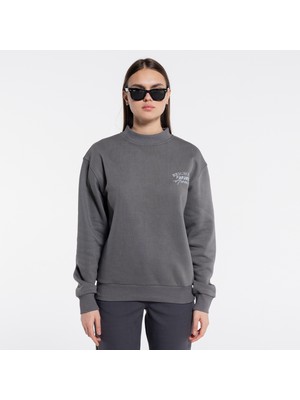 Friday Offset Jonnie Kadın Koyu Gri Bisiklet Yaka Ekstra Oversize Sweatshirt - 3 Iplik