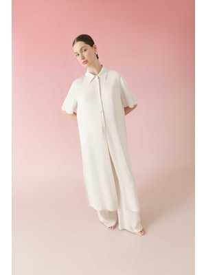 ROMAN Maksi Boy Yırtmaçlı Tunik Taş Y2413305_044