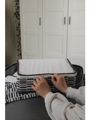 Nutex 6'lı Valiz Düzenleyici Bavul Içi Organizer Set - Seyahat Hurcu - Zebra Desen(Beyaz)