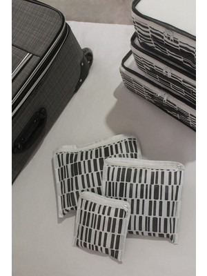 Nutex 6'lı Valiz Düzenleyici Bavul Içi Organizer Set - Seyahat Hurcu - Zebra Desen(Beyaz)