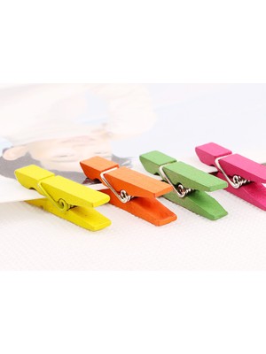 ByKurt Mini Renkli Mandal 2.5 cm Küçük Renkli Mandal 100 Adet Ahşap