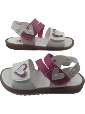 Arzen Kız Çocuk Beyaz-Pembe Ortopedik Taban Günlük Şık Sandalet ARZENN369-77