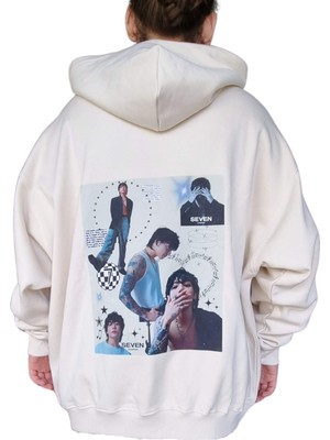 Krimo Fashion Kpop Bts Jungkook Sırt Baskılı Oversıze Özel Tasarım Kapşonlu Sweatshirt