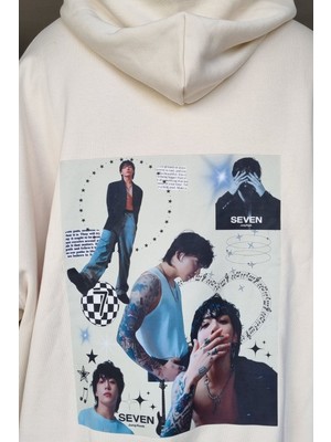 Krimo Fashion Kpop Bts Jungkook Sırt Baskılı Oversıze Özel Tasarım Kapşonlu Sweatshirt