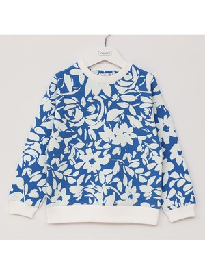 Wanex Kız Çocuk Uzun Kol Baskılı Elbise - 32263 - Mavi