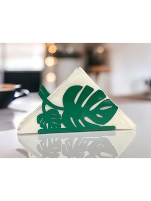Decorelax Palmiye Yaprağı Temalı Yeşil Metal Peçetelik