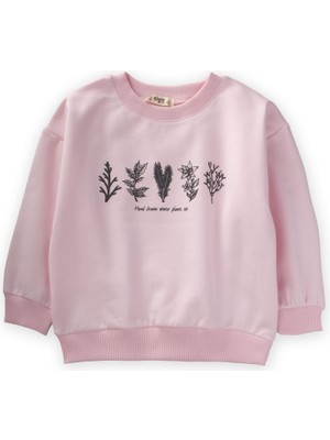 Cigit Baskılı Sweatshirt Pudra Pembe