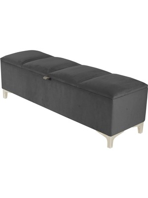 Gazzini Furniture Vetra V2 Sandıklı Puf Gri Dilimli Model Sandıklı Bench Sandıklı Yatak Ucu Bankı