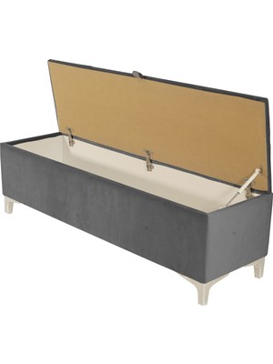 Gazzini Furniture Vetra V2 Sandıklı Puf Gri Dilimli Model Sandıklı Bench Sandıklı Yatak Ucu Bankı