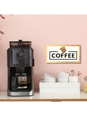 Rosfloa Coffee Yazılı Iskandinav Tarz Gerçek Ahşap Çerçeveli Mutfak Kahve Köşesi Dekor Tablo (15*25 Cm)