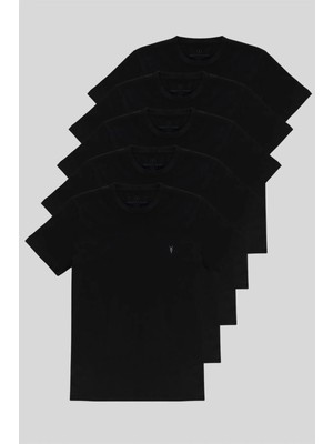 Four Man Bisiklet Yaka Standart Kalıp Basic Pamuklu Erkek T-Shirt 5li Paket