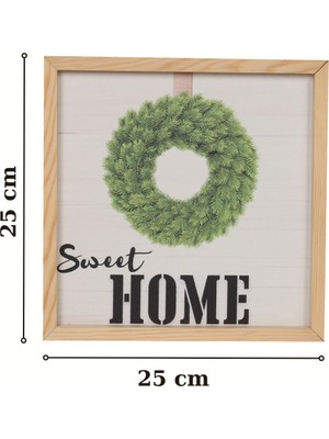 Rosfloa Sweet Home Iskandinav Tarz Gerçek Ahşap Çerçeveli Dresuar Mutfak Kahve Köşesi Dekor Tablo (25*25 Cm)