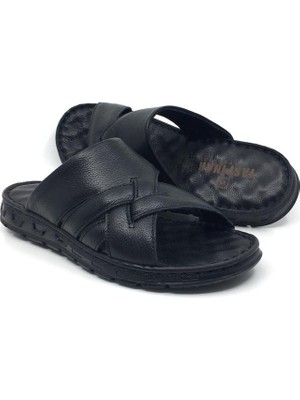 Taşpınar Ayakkabı Taşpınar %100 Hakiki Deri Ortopedik Erkek Yazlık Rahat Terlik 40-45