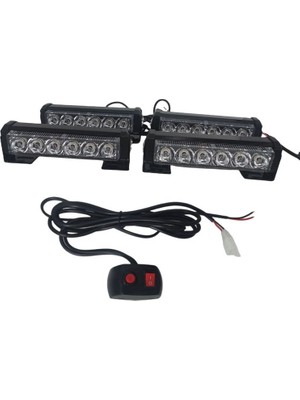 Çakar lamba Power ledli 4'lü kırmızı-kırmızı 12V / LAPA194-2