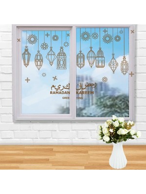 Qiuhong Shop 3 H03 35 Inç Tarzı Ramazan Kareem Cam Kapı Pencere Çıkartması Etiketler Pvc Çıkarılabilir Starmoon Duvar Sticker Eid Mubarak Ev Için Süslemeleri (Yurt Dışından)