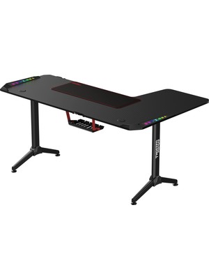Twisted Minds Twısted Mınds Warrıor Tm-Y-Lb-Rgb L Şekilli Siyah Oyuncu Masası - 1,2 mm Kalınlık ve Kablo Yönetimi