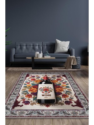 Homshtag Şarap Temalı Isimli Kişiye Özel Isim Yazılabilen 14 Şubat Seviliye Özel Halı Çiçekli Halı