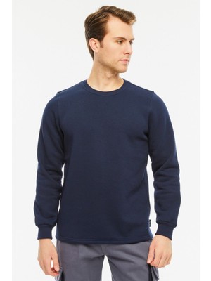 Uniprom Sweatshirt Bisiklet Yaka Içi Polarlı 3 Iplik Pamuklu Normal Kesim Erkek Lacivert