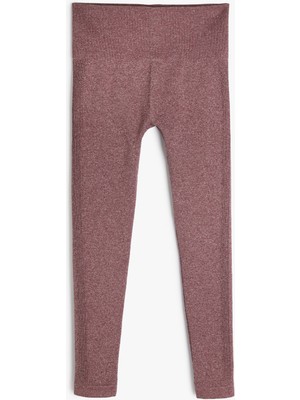 Koton Yüksek Bel Spor Tayt Dikişsiz Örme Kumaş Dokulu Slim Fit