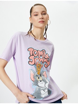 Koton Tom ve Jerry Tişört Lisanslı Kısa Kollu Bisiklet Yaka Pamuklu Rahat Kalıp