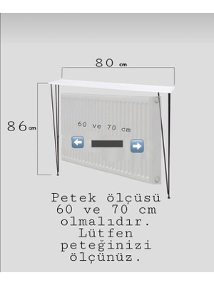 Pinhal Home Yarım Ay Oval Kenar Dresuar Beyaz 80CM Siyah Ayak