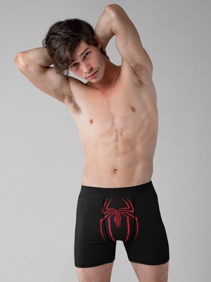 Fuddy Moda 3'lü Spiderman Baskılı Modal Penye Kumaş Rahat Kalıp Erkek Boxer Seti