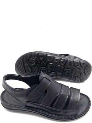 Umut Ayakkabı Deri Tam Ortopedik Masajlı Erkek Sandalet