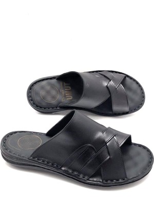 Umut Ayakkabı Hakiki Deri Tam Ortopedik Masajlı Erkek Terlik