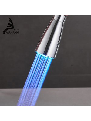 Mingjin Shop2 Bordo Tarzı Mutfak Musluk Aksesuarları Abs Krom Gümüş Lavabo Aşağı Çekin Çift Püskürtme Borulu Kafa, LED Wf ile ve Led'siz (Yurt Dışından)