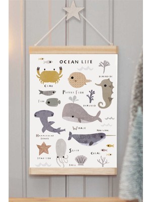 Piksel Grafik Ocean Life Askılı Kanvas Poster