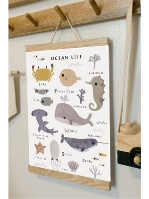 Piksel Grafik Ocean Life Askılı Kanvas Poster