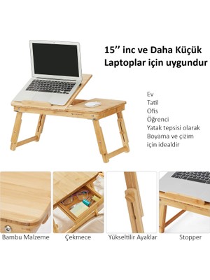 Miletus Laptop Standı Yükseltilebilir Ders Çalışma Masası Çocuk Çalışma Sehpası Yatak Sehpası Ders Masası Yb