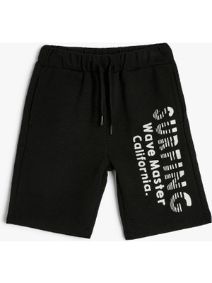 Koton Şort Sörf Baskılı Pamuklu Beli Bağlamalı