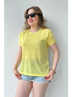 Mazi Butik Basic T-Shirt Sarı